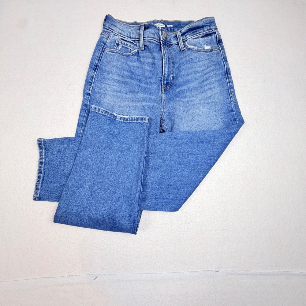 Old Navy Boyfriend Extra High Rise Medium Wash Distressed Jeans Size 6